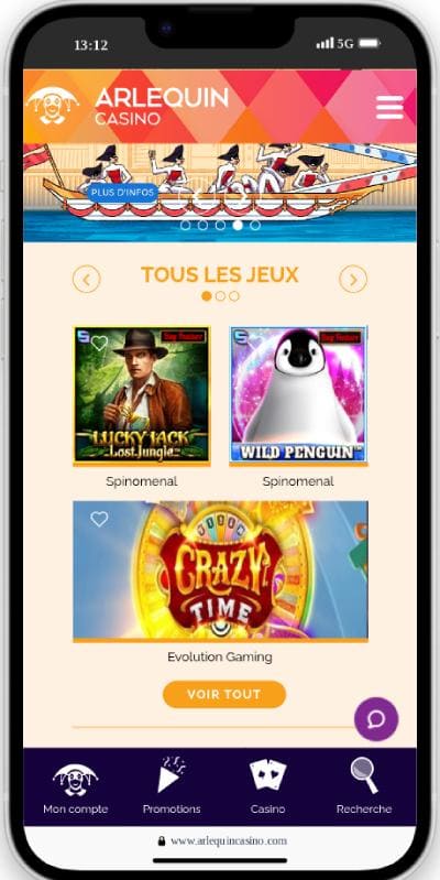 Arlequin Casino Download Mobiele App